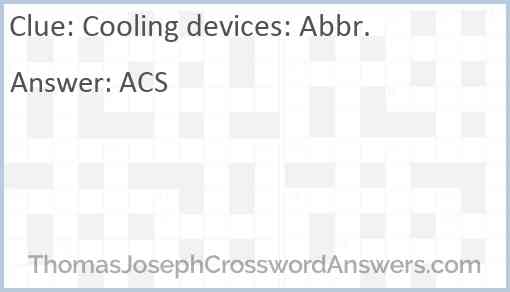 Cooling devices: Abbr. Answer