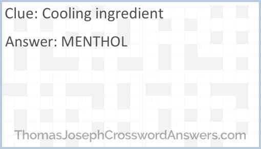 Cooling ingredient Answer