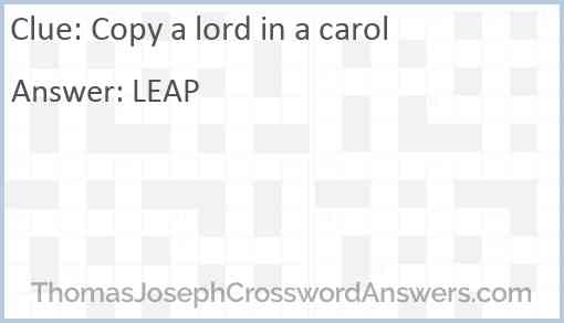 Copy a lord in a carol Answer