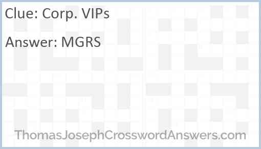 Corp. VIPs Answer
