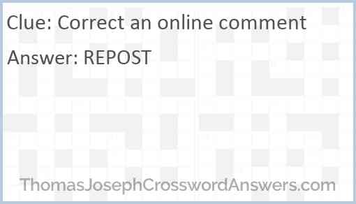 Correct an online comment Answer