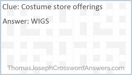 Costume store offerings Answer