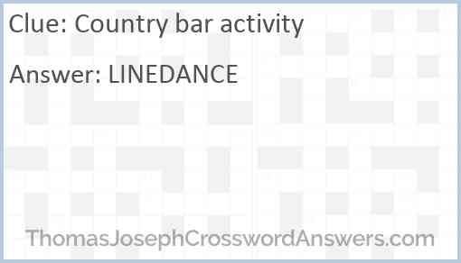 Country bar activity Answer