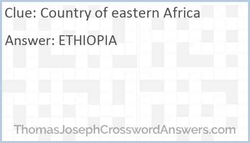 Country of eastern Africa Answer