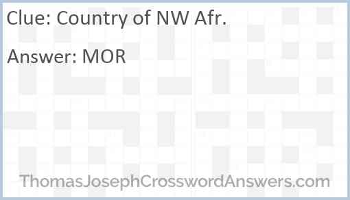 Country of NW Afr. Answer