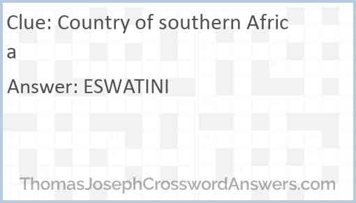 Country of southern Africa Answer
