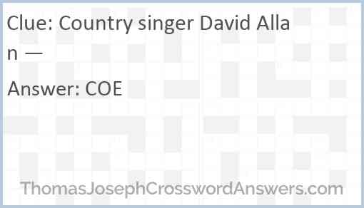 Country singer David Allan — Answer