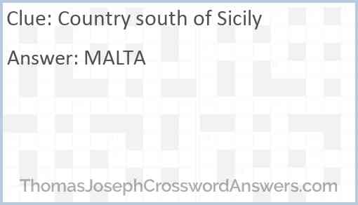 Country south of Sicily Answer