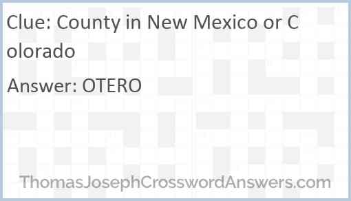 County in New Mexico or Colorado Answer