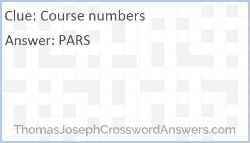 Course numbers Answer