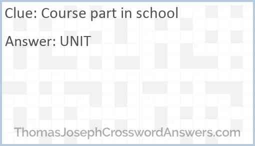 Course part in school Answer