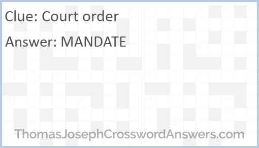 Court order Answer