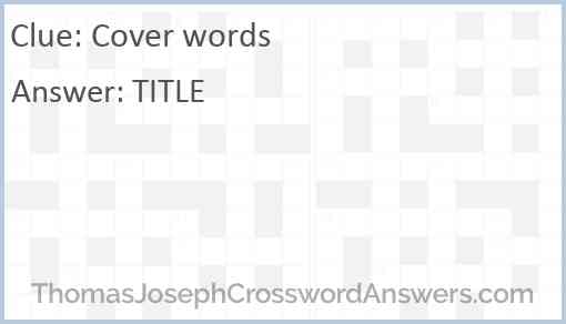 Cover words Answer