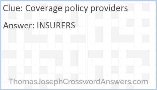 Coverage policy providers Answer