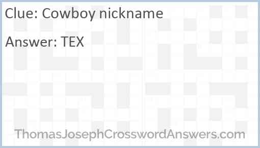 Cowboy nickname Answer