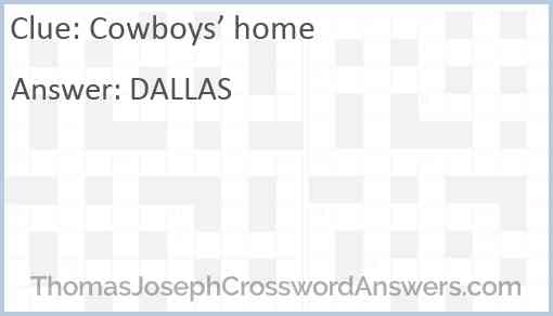 Cowboys’ home Answer
