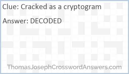 Cracked as a cryptogram Answer