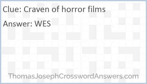 Craven of horror films Answer