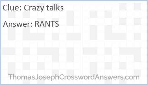 Crazy talks Answer