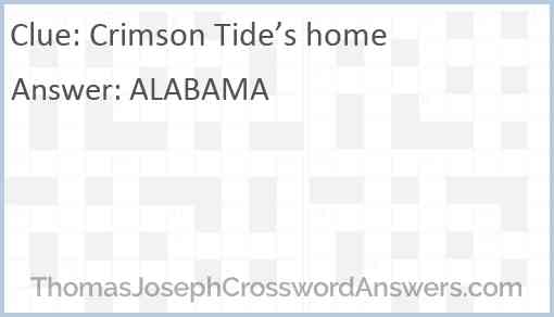 Crimson Tide’s home Answer