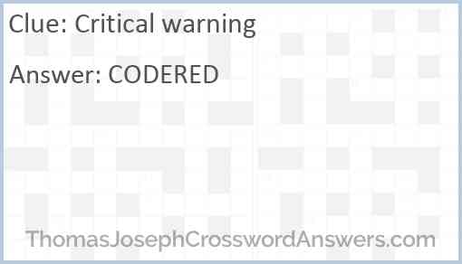 Critical warning Answer
