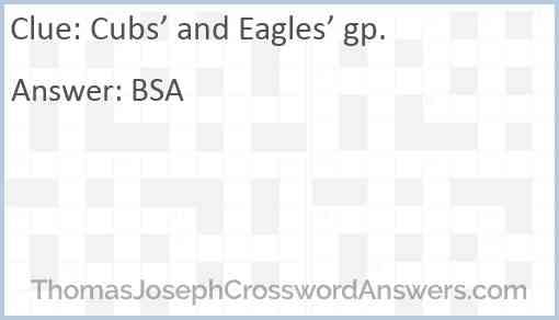 Cubs’ and Eagles’ gp. Answer