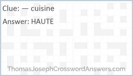 — cuisine Answer