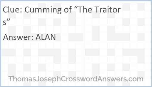Cumming of “The Traitors” Answer