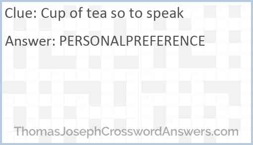 Cup of tea so to speak Answer