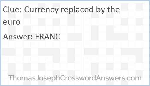 Currency replaced by the euro Answer