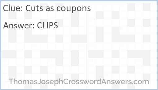 Cuts as coupons Answer