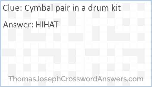 Cymbal pair in a drum kit Answer