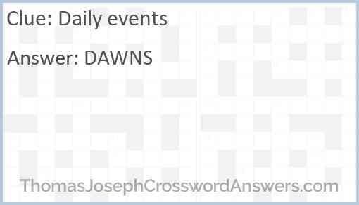 Daily events Answer