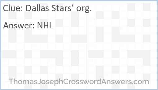 Dallas Stars’ org. Answer