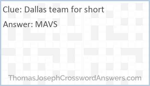 Dallas team for short Answer