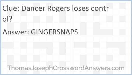 Dancer Rogers loses control? Answer