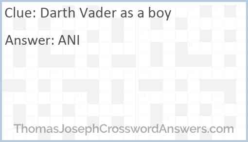 Darth Vader as a boy Answer