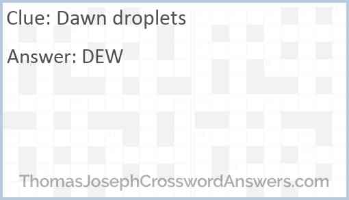 Dawn droplets Answer