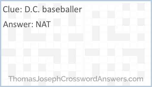 D.C. baseballer Answer