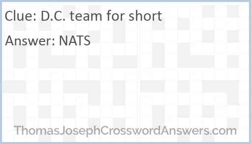 D.C. team for short Answer