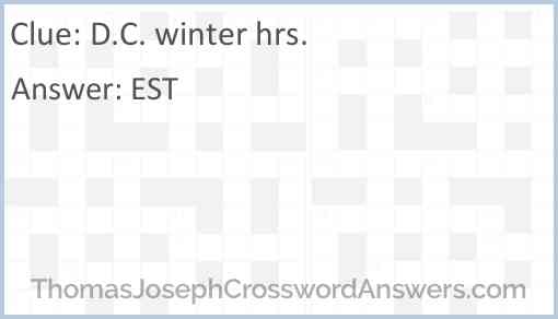 D.C. winter hrs. Answer