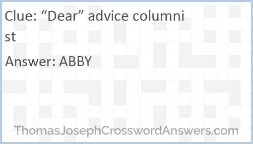 “Dear” advice columnist Answer
