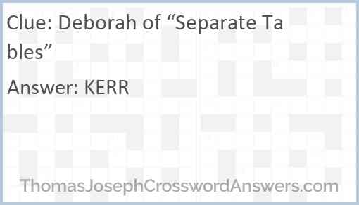 Deborah of “Separate Tables” Answer