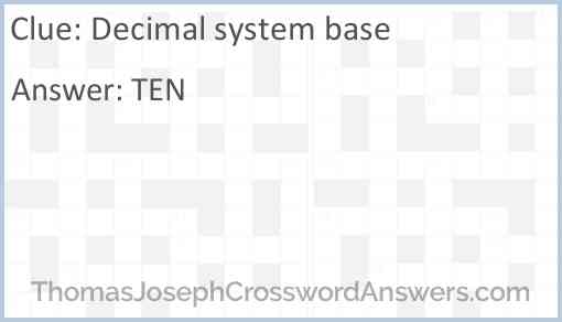 Decimal system base Answer