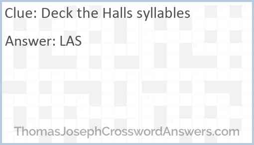 “Deck the Halls” syllables Answer