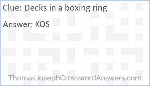 Decks in a boxing ring Answer