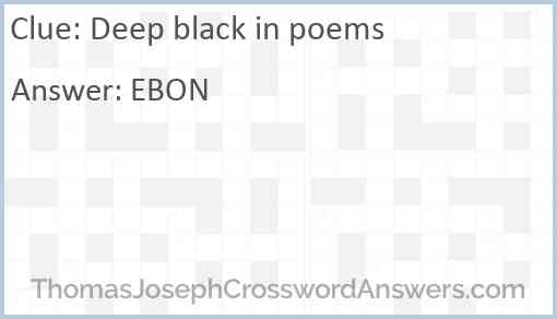 Deep black in poems Answer