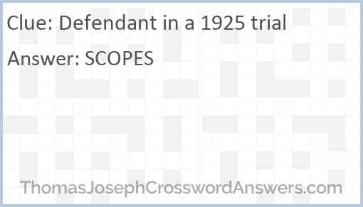 Defendant in a 1925 trial Answer