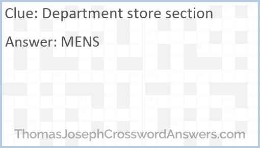 Department store section Answer