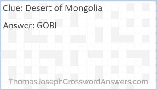 Desert of Mongolia Answer